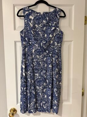 Anne Klein White and Blue Paisley Midi Dress